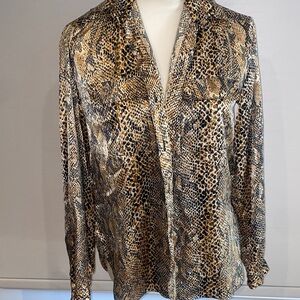 Marshall Rousso Animal Print Satin charmouse Blouse